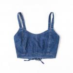 OEM Euramerican Fashionable Cross Bind Cropped Denim Vest Unlined Denim Suspender Top for sale