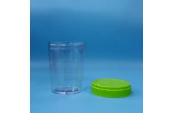 China Large Round Green Handle Caps Candy Transparent PET Plastic Food Jars supplier