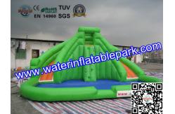 China CE / UI Green Bouncy Inflatable Slide Water Jumper With Swimming Pool supplier