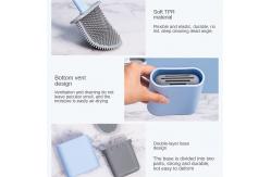 China 14.96in Flat Rubber Silicone Flex Toilet Brush With Holder Long Handle TPR supplier