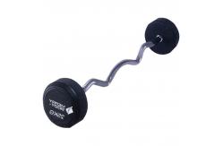 China Round Rubber Dumbbell Set 10kg 20kg With Curl Bar Comfortable supplier