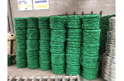 China 12x14 Green PVC Coated Barb Wire Roll Concertina Wire Mesh High Strength supplier