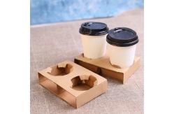 China Custom Logo Reusable Cup Carrier , Coffee Mug Carrier Recycle Brown Kraft Paper supplier