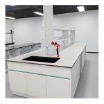 Adjustable Shelves Lab Island Bench Epoxy Resin Top 2 Cabinets 4 Drawers for sale