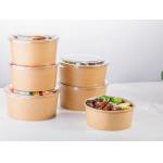 Customized Round Kraft Paper Bowls With Lids , Environmentally - Friendly for sale