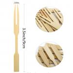Mini Disposable Bamboo Party Forks Cocktail Appetizer for Fruit Double Prong for sale