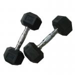 Gym Fitness weight lifting Deluxe Black fied Cast Iron Hex Rubber dumbbells for sale