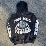 Custom Puff Print Hoodie Zip up French Terry Tech Fleece Hoodies Casual Plus Size Unisex Heavy Cotton Streetwear Men for sale