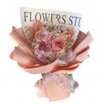 Valentine's Day, a bouquet of preserved roses and ice-blue ice flowers for your girlfriend and best friend as a holiday gift and decorative item for sale