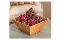 China Organic Square Kitchen Bamboo Salad Bowl Set with Two Servers supplier