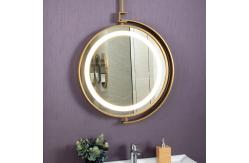 China Transform Your Bathroom with Golden Framed LED Lighted Round Wall Mirror supplier