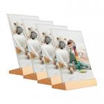 Acrylic Tabletop Photo Frames With Wood Stand For Libraries Restaurants for sale