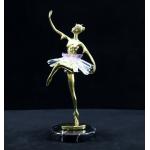Crystal Skirt Copper Dancing Girl Decorative Art Craft for sale