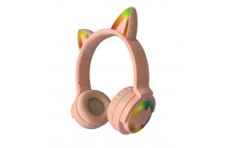 China Flash Light Cute Cat Wireless Bluetooth Headphones 5.0 TWS Headset With Mic  supplier