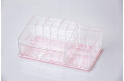 China Pink Glitter Bottom Clear Plastic Makeup Organizer supplier