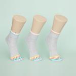 Breathable Summer Color Stripes Mens Gray Ankle Socks With Elastane Materials for sale