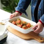 White Glaze Ceramic Baking Dishes Rectangle Shape For Hotels Restaurants for sale
