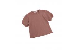 China 2 PCS Waffle Short Puff Sleeve Tshirts 100% Cotton 6T Casual supplier