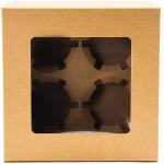 2 Cavity 4 Cavity 6 Cavity Kraft Paper Cupcake Boxes with Clear Window Cupcake Box for sale