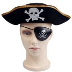 Decorative Black Halloween Pirate Hat , Unique Funky Festival Hats Skull Patterned for sale