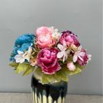 Simulated Heavenly Fragrance Peony Bouquet Fake Flowers Peach Fragrance Plastic Wedding Roses Home Flower Arrangement Living Room Decoration for sale