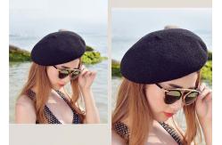 China Printing Technic Winter Custom Personalized Hats , Women White Black Wool Beret Hat supplier