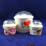 Single Serve Takeaway Ice Cream Tubs , Yogurt Paper Cups With Plastic Dome Lids for sale