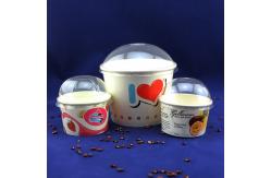 China Single Serve Takeaway Ice Cream Tubs , Yogurt Paper Cups With Plastic Dome Lids supplier