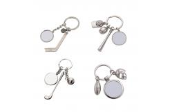 China Personalized Zinc Alloy Sublimation Metal Blank Hockey Keychains Blanks Fathers Day Gift Keychain supplier