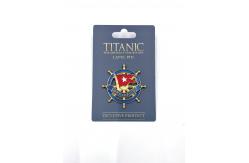 China Titanic Legacy Artisan Crafted Lapel Pin Ship Wheel Vibrant Red Flag Soft Enamel supplier