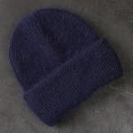 58cm Real Rabbit Fur Knitted Hat Solid Warm Cashmere Wool Skullies Beanies for sale