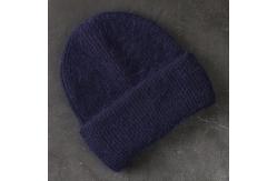 China 58cm Real Rabbit Fur Knitted Hat Solid Warm Cashmere Wool Skullies Beanies supplier