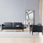 3 2 1 Seat Office Furniture Sofa Black Leather Sectional Durable for sale