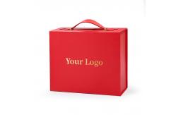 China Custom Logo Gift Box Made From Exquisite Recyclable Carton With Practical Leather Handle supplier