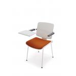 Stackable Plastic PP Office Chair With Writing Pad Aluminium Alloy Wordpad for sale