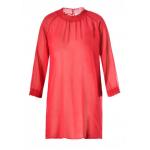 Red Ladies Plus Size Dresses With Collar And Smock Cuff In Chiffon Fabric for sale
