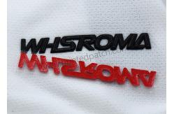 China Custom Silicone Heat Transfer Labels OEKO-TEX Black Red Glossy supplier