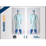 Smooth Disposable Isolation Gowns Blue 46G CPE Gown With Thumb Hooks For Hospital for sale