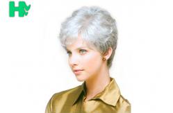 China Super Popular Short Natural Looking Synthetic Wigs Easy Style With Neat Bang supplier