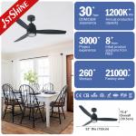 Remote Control 220V 50HZ 6 Speed LED Ceiling Fan With 3 Wood Blades