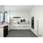 White Elegance Kitchen Cabinets With High-Low Sintered Stone Countertops for sale