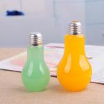 Light Bulb Shape Glass Beverage Bottle With Lid / Straws Customer Capacity