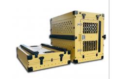 China Yellow Green Travel Collapsible Dog Crates Foldable Rustproof Heavy Duty Aluminum supplier