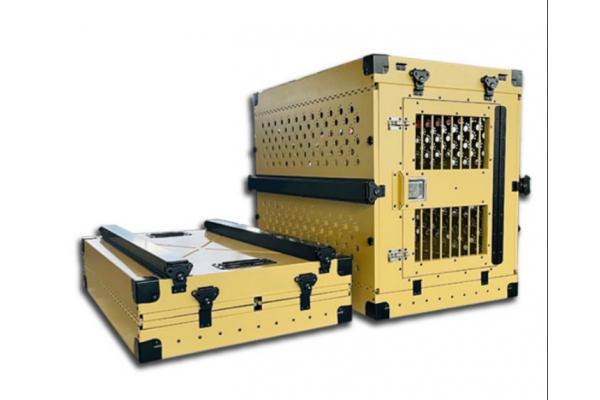 Yellow Green Travel Collapsible Dog Crates Foldable Rustproof Heavy Duty Aluminum