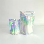 Customized Logo Zip Lock  Bags Flat Holographic Film Mini Mylar Three Side Seal