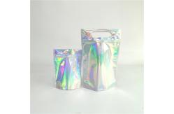 China Customized Logo Zip Lock  Bags Flat Holographic Film Mini Mylar Three Side Seal supplier