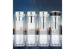 China Double Wall Thick Glass Water Bottle With Crystal Lid BPA Free Eco Friendly supplier