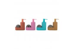 China 2N1 Polyresin Soap Dispenser with Cleaning Ball on Side Tray Lotion Dispenser supplier