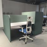 High-end Green Fabric Office Workstation Cubicles Workstation Partition For 3 Person for sale