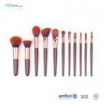 Three Colors Travel Makeup Brush Set With Synthetic Hair Wooden Handle for sale